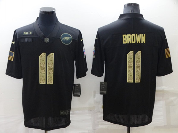 Men's Philadelphia Eagles #11 A. J. Brown Black Camo Salute To Service Limited Stitched Jersey - Click Image to Close